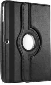 img 3 attached to Samsung Galaxy Tab 4 10.1 SM-T530NU 360° Rotating Stand Cover Case - PU Leather, Wake & Sleep Function - Black