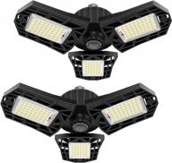 2-pack ghustar led garage light 60w - 6000lm 6500k deformable ceiling lights, adjustable multi-position panels & more! logo