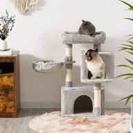 🐈 cozy plush condo cat tree tower with sisal posts, basket - light gray mpj005sw logo