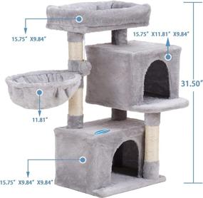 img 3 attached to 🐈 Cozy Plush Condo Cat Tree Tower with Sisal Posts, Basket - Light Gray MPJ005SW