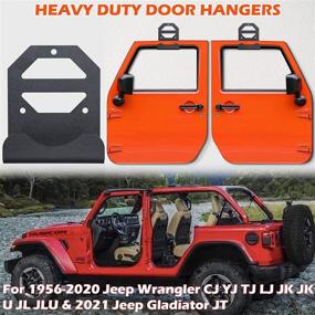 img 3 attached to 🚪 Sunluway Door Storage Hanger Wall-Mounted Rack Bracket for Jeep Wrangler CJ YJ TJ LJ JK JKU JL JLU 1956-2020 (Pack of 4) - Removable Hanging Organizer