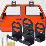 🚪 sunluway door storage hanger wall-mounted rack bracket for jeep wrangler cj yj tj lj jk jku jl jlu 1956-2020 (pack of 4) - removable hanging organizer логотип