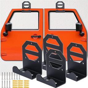 img 4 attached to 🚪 Sunluway Door Storage Hanger Wall-Mounted Rack Bracket for Jeep Wrangler CJ YJ TJ LJ JK JKU JL JLU 1956-2020 (Pack of 4) - Removable Hanging Organizer