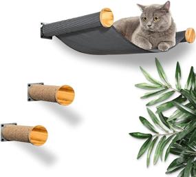 img 4 attached to 🐱 LSAIFATER Large Cat Hammock Wall Mounted Perch with 2 Cat Wall Steps - Enhancing Comfort and Play for Indoor Cats - Premium Modern Cat Furniture for Sleep, Playtime, and Climbing