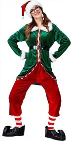 img 4 attached to Костюм рождественского эльфа унисекс из 6 предметов: GRACIN Santa's Helper Green Velvet Adult Cosplay