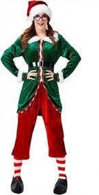 img 2 attached to 6-Piece Unisex Christmas Elf Costume: GRACIN Santa'S Helper Green Velvet Adult Cosplay