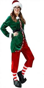 img 3 attached to Костюм рождественского эльфа унисекс из 6 предметов: GRACIN Santa's Helper Green Velvet Adult Cosplay