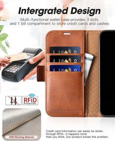 img 2 attached to Stylish Retro Wallet Phone Case For IPhone 13 Pro With RFID Blocking, Card Holders, TPU Inner Shell, Stand, And Shockproof PU Leather Flip Folio Cover - Brown - 6.1 Inch Screen (2021)