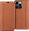 stylish retro wallet phone case for iphone 13 pro with rfid blocking, card holders, tpu inner shell, stand, and shockproof pu leather flip folio cover - brown - 6.1 inch screen (2021) logo