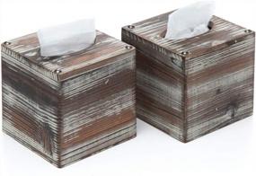 img 4 attached to J JACKCUBE DESIGN 2-Pack Rustic Tissue Box Cover - Farmhouse And Modern Decor For Kitchen, Bathroom, Office, And Living Room - Napkin Case Cube Holder With Enhanced SEO - MK554A