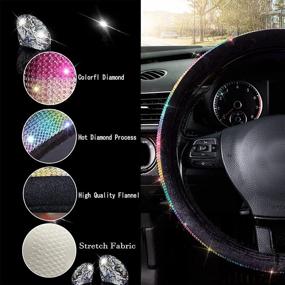 img 3 attached to Чехлы на руль PIC AUTO Rainbow Diamond - бархатная ткань с разноцветными стразами Bling Bling