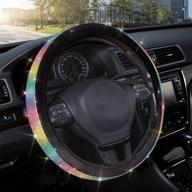 чехлы на руль pic auto rainbow diamond - бархатная ткань с разноцветными стразами bling bling логотип