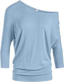 img 4 attached to Chic Dolman Off-The-Shoulder Tops With Banded Waistband And 3/4 Sleeves - Available In Regular And Plus Sizes!