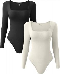 img 4 attached to Sexy And Fashionable Ribbed Bodysuits For Women: OQQ'S 2 Piece Collection