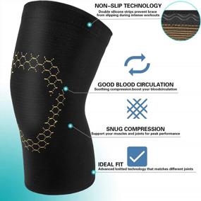 img 2 attached to ACTINPUT 2 Pack Knee Brace Compression Sleeves For Men And Women - Ideal Support For Knee Pain, Meniscus Tear, Arthritis, And Joint Pain Relief