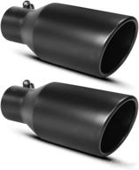 🔥 apeixoto 2.5 inch inlet exhaust tip: premium black coated stainless steel (2pcs) with bolt on design logo