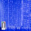 300 led window curtain lights with remote and 8 modes - usb copper wire fairy string lights for weddings, parties, home decor, bedroom, garden, and indoor/outdoor wall decorations logo