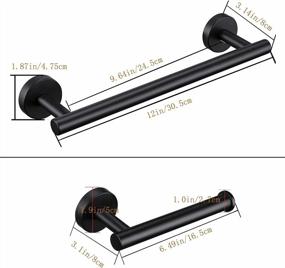 img 1 attached to Modern Matte Black Bathroom Towel Bar And Toilet Paper Holder Set | 304 Stainless Steel Hardware Accessories | 2 Piece Bathroom Set Includes 1 Towel Rack And 1 Toilet Roll Holder