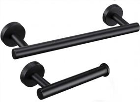 img 4 attached to Modern Matte Black Bathroom Towel Bar And Toilet Paper Holder Set | 304 Stainless Steel Hardware Accessories | 2 Piece Bathroom Set Includes 1 Towel Rack And 1 Toilet Roll Holder