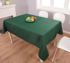 img 2 attached to Biscaynebay Textured Fabric Tablecloths 60 X 84 Inches Rectangular, Hunter Green Water Resistant Spill Proof Tablecloths For Dining, Kitchen, Wedding And Parties, Etc Machine Washable