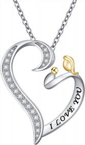 img 4 attached to Mother'S Day Gift: Flyow 925 Sterling Silver Heart Necklace With Cubic Zirconia And 'I Love You Mom' Engraving, Perfect For Daughters And Sons