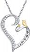 mother's day gift: flyow 925 sterling silver heart necklace with cubic zirconia and 'i love you mom' engraving, perfect for daughters and sons logo