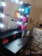 img 1 attached to Tribesigns Vanity Table Set With Lighted Mirror & Stool, Makeup Vanity Dressing Table With 9 Lights, 2 Drawers And Storage Shelves For Bedroom, Gold Vanity Desk For Women Girls (White) review by Meechie Camlin