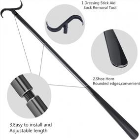 img 3 attached to Get Dressed With Ease: 35" Dressing Stick With Shoe Horn And Sock Removal Tool