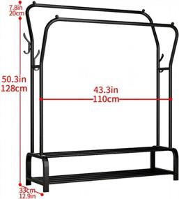 img 1 attached to Organize Your Wardrobe With UDEAR Double Rod Garment Rack: Multi-Functional, Freestanding, With Double Layer And 4 Hooks - Black