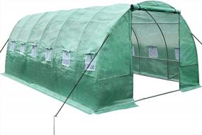 img 4 attached to YITAHOME 20'X10'X7' Greenhouses Outdoor Large Walk-In Green House Heavy Duty Tunnel Green Houses Portable Hot Plant Gardening Upgraded Galvanized Steel With Stake Ropes Zipper Door 5 Crossbars Garden