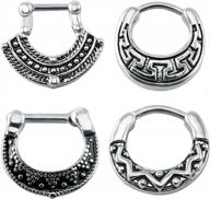 16g bar septum clicker nose rings 316 stainless steel vintage 4pcs piercing jewelry logo