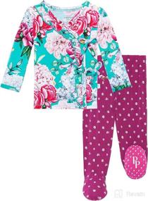 img 4 attached to Posh Peanut Long Sleeve Kimono Onesies 👶 Bodysuit: Soft Bamboo Pajama Set for Infants 0-3 Months