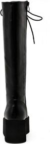 img 1 attached to Women'S Caradise Wedge Knee High Lace Up Goth Platform Biker Boots