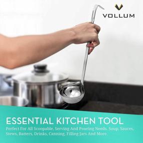 img 3 attached to Vollum Heavy Duty Stainless Steel Ladle - 6 Oz, 1-Piece Design With 12.1" Handle