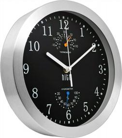 img 3 attached to Upgrade Your Home Decor With HITO 10-Inch Silent Non-Ticking Wall Clock - Sleek Silver Aluminum Frame With Glass Cover, Perfect For Kitchen, Living Room, Bedroom, And Office (Black)