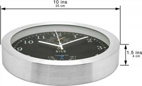 img 2 attached to Upgrade Your Home Decor With HITO 10-Inch Silent Non-Ticking Wall Clock - Sleek Silver Aluminum Frame With Glass Cover, Perfect For Kitchen, Living Room, Bedroom, And Office (Black)
