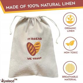 img 2 attached to Keep Your Bread Fresh Longer With Linen Bread Bags - Set Of 4 Drawstring Bags For Homemade Loaves, Baguettes, And Artisan Breads, Plus Bonus Wine Holder