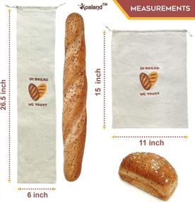 img 1 attached to Keep Your Bread Fresh Longer With Linen Bread Bags - Set Of 4 Drawstring Bags For Homemade Loaves, Baguettes, And Artisan Breads, Plus Bonus Wine Holder