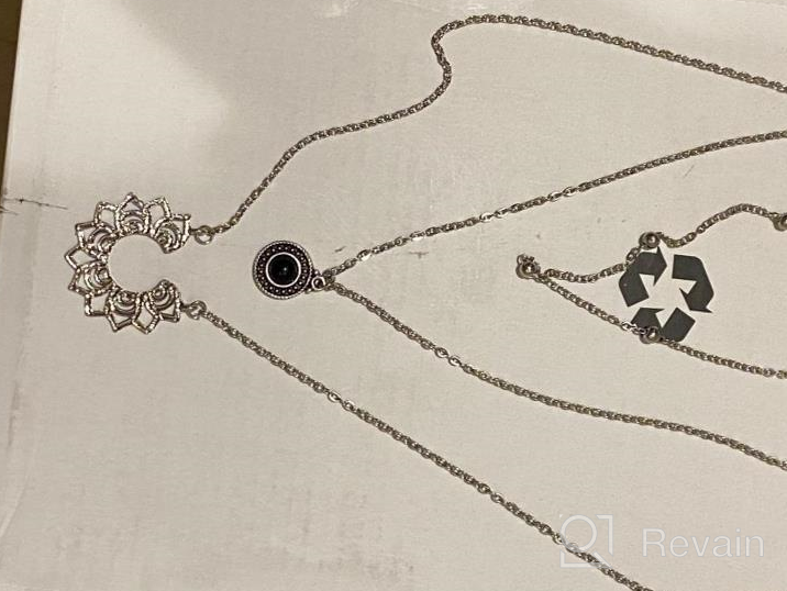 img 1 attached to Boho Chic: Moon And Map Layered Necklaces For Women And Girls By Edary review by John Blanco