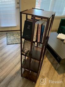 img 5 attached to Bamboo 360 Rotating Bookshelf With Wheels - Freestanding 5 Tier Rolling Bookcase For Home, Office, And Living Room Storage Organization