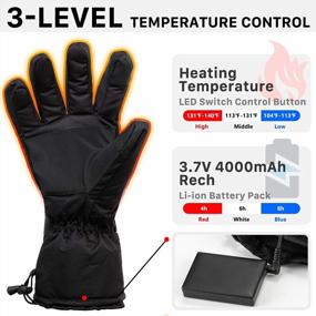 img 4 attached to Rechargeable Heated Gloves With 4000 MAh Battery For Outdoor Activities - Ideal For Sports, Hunting, Cycling, And Fishing (XL, Black)