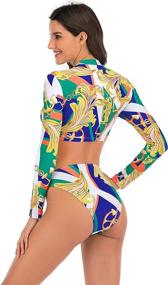 img 1 attached to 👙 Bowanadacles Women's Sleeve Zipper Swimsuit - Swimsuits & Cover Ups for Women