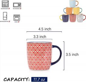 img 3 attached to Selamica Porcelain 11.7 Oz Coffee Mugs Set Of 6 With Big Handle, Coffee Cups Ceramic For Cappuccino Latte Cocoa Milk Tea, Dishwasher Microwave Safe, Christmas Gift, Assorted Colors