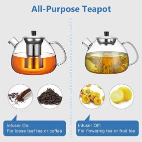 img 1 attached to 50Oz / 1500Ml Simtive Glass Teapot With Removable Infuser - Stovetop Safe Tea Kettle For Loose Leaf And Blooming Tea