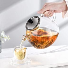 img 3 attached to 50Oz / 1500Ml Simtive Glass Teapot With Removable Infuser - Stovetop Safe Tea Kettle For Loose Leaf And Blooming Tea