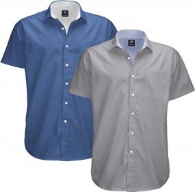 img 4 attached to Big And Tall Men'S Oxford Solid Short Sleeve Button Up Shirts - Pack Of 2 For Casual Wear