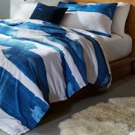 rivet modern shibori watercolor stripe bedding set - indigo, full/queen logo