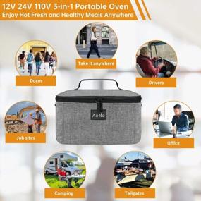img 2 attached to Personal Portable Electric Lunch Box For Heating And Cooking Meals - 12V 24V 110V Compatible For Work, Car, Truck, Travel, Office, Home, And Hotel - Aotto Grey Food Warmer