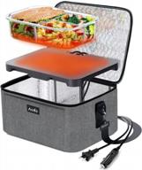 personal portable electric lunch box for heating and cooking meals - 12v 24v 110v compatible for work, car, truck, travel, office, home, and hotel - aotto grey food warmer logo