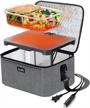 personal portable electric lunch box for heating and cooking meals - 12v 24v 110v compatible for work, car, truck, travel, office, home, and hotel - aotto grey food warmer logo